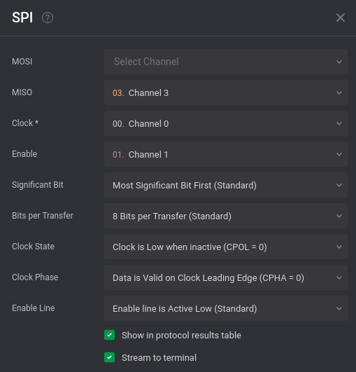 SPI settings