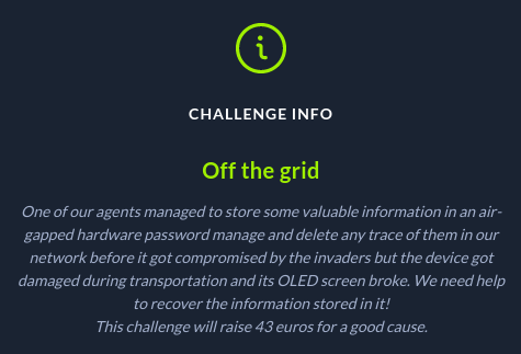 Challenge info for Off The Grid