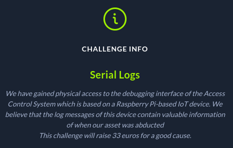 Challenge info for Serial Logs